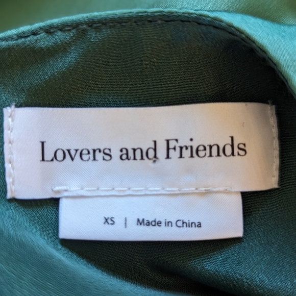 Lovers + Friends Green Satin Belted Long Sleeve Ivy Knee Length Dress Size XS - Picture 9 of 12